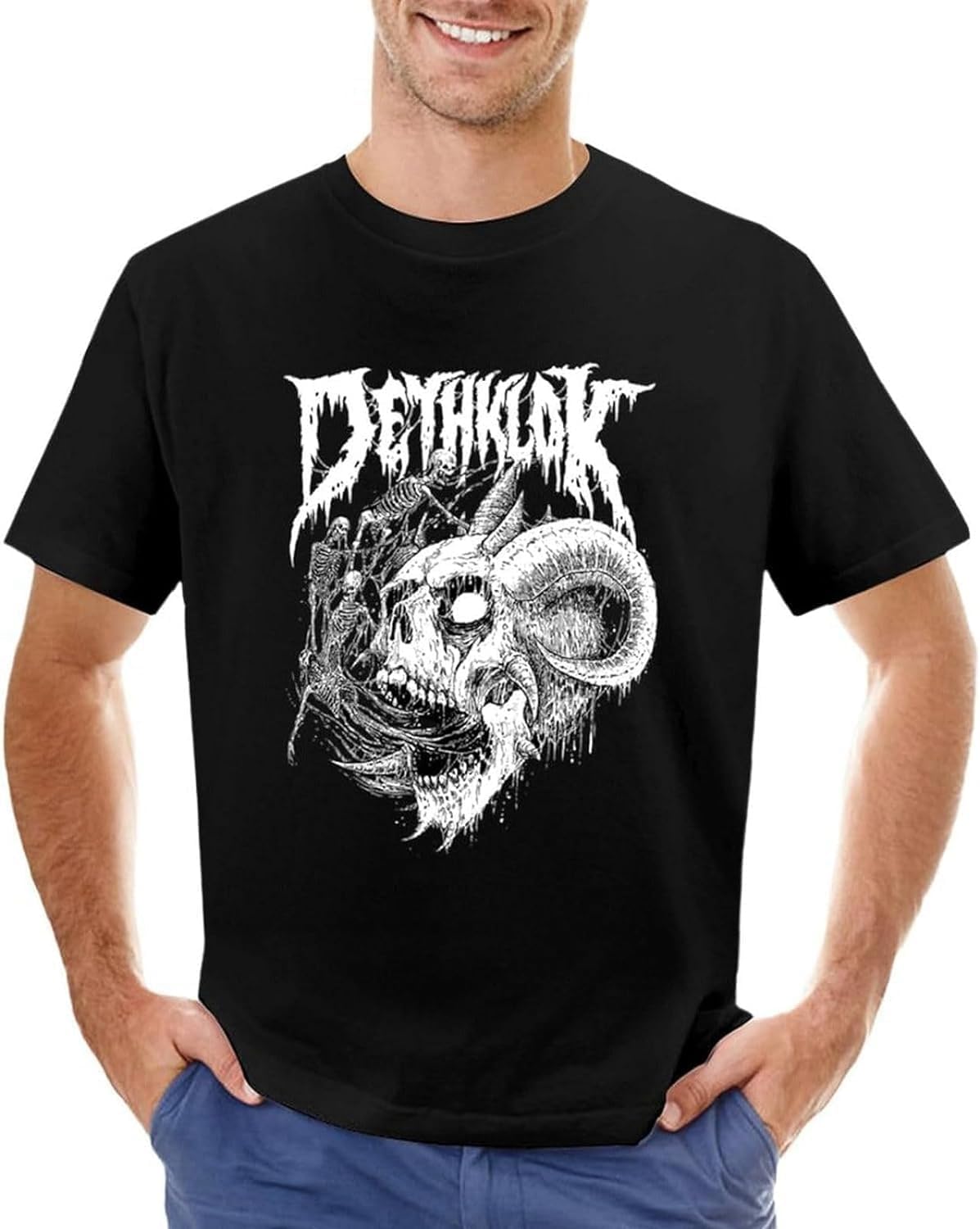 Dethklok Skull Head T-Shirt Quick Drying t-Shirt t Shirts White t Shirts Men Clothes M чёрный