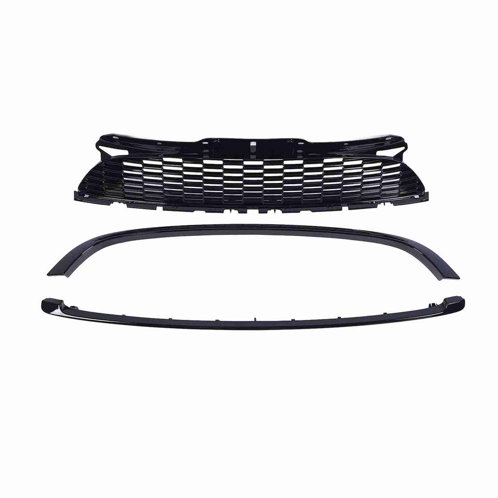 3Pcs Set Glossy Black Front Hood Molding Grille Surround Cover Trim Kits for R55 R56 R57 R58 R59 S JCW