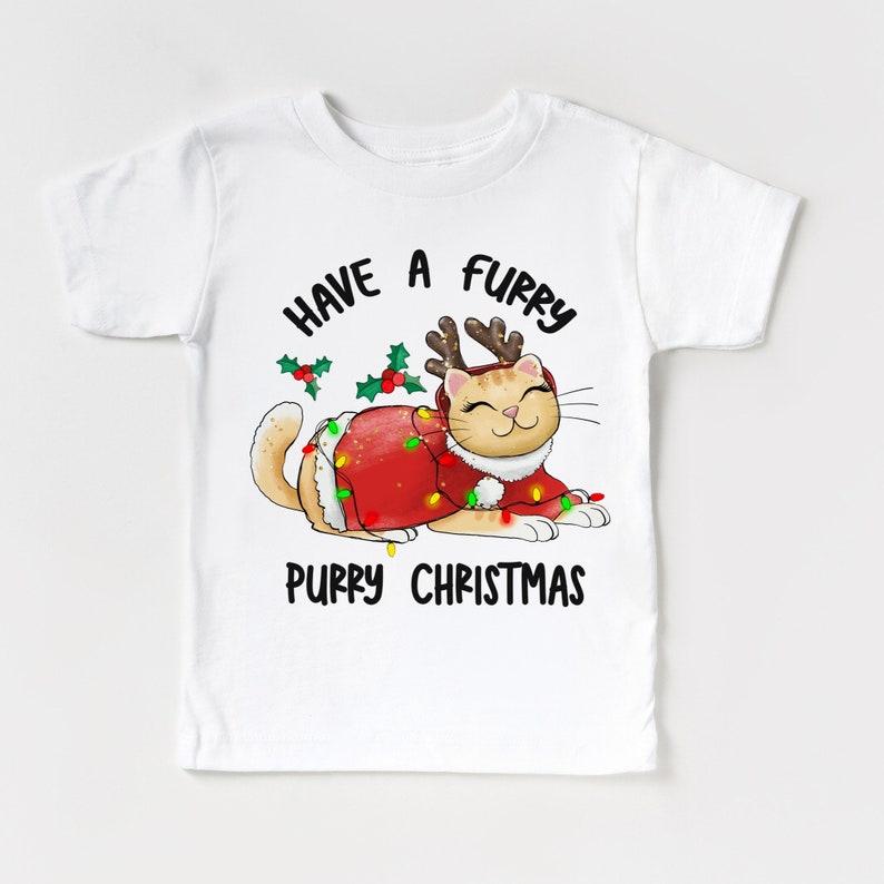Cat Christmas T Shirt, kitten christmas tee, Merry Christmas outfit, furry purry Christmas, funny Christmas shirt, family matching shirts 100
