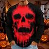 Men's Halloween Print Long Sleeve Round Neck T-Shirt Fashionable Top