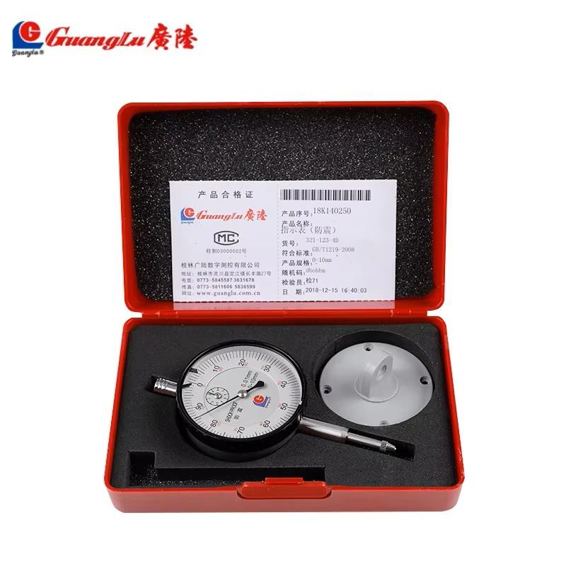 GUANGLU Dial Indicator 0-10/50mm 0.01mm Shock-Proof Dial Test Gauge Mechanical with Lug Back Precision Micrometer Measuring Tool 0.01&0-10mm серебряный