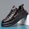 Cow Leather Soft Soles Casual Sneakers for Men Autumn Winter New Sports Board Shoes Male Solid Color Fashion Designer Shoes Man
