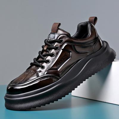 Cow Leather Soft Soles Casual Sneakers for Men Autumn Winter New Sports Board Shoes Male Solid Color Fashion Designer Shoes Man