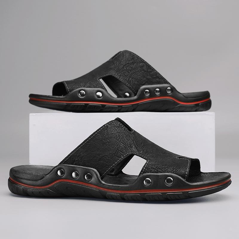 Большой летние крутые высококачественные тапочки из воловьей кожи для мужчин — фото 5