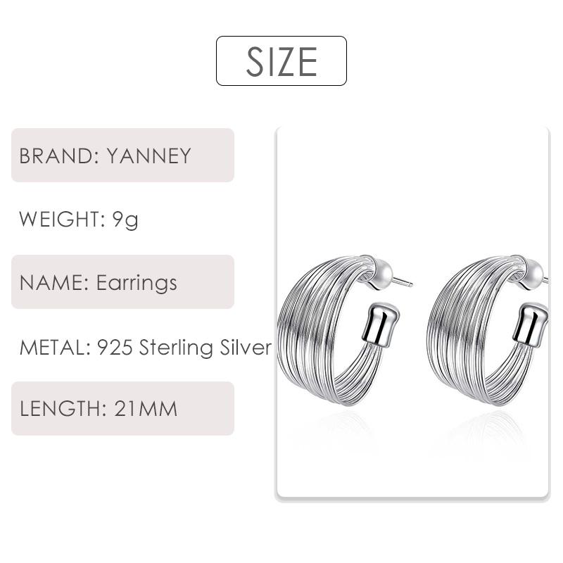 Fashion 925 Sterling Silver 20MM Multi-Wire Round Stud Earrings for Women Wedding Jewelry Gifts Party Earrings Wholesale