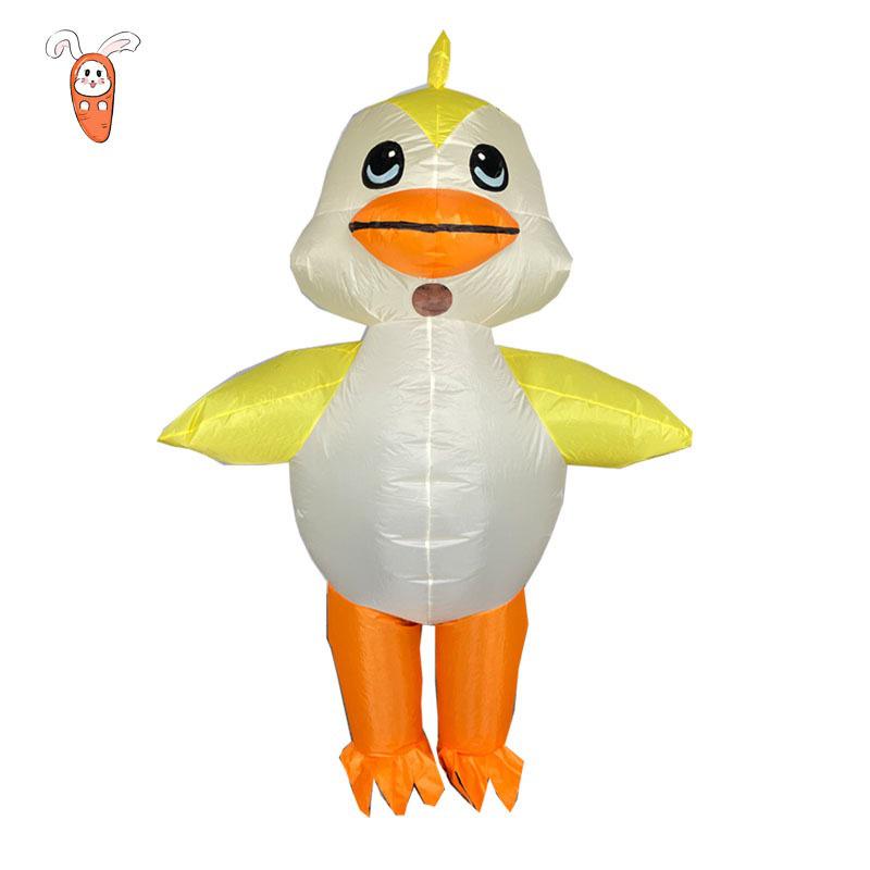 Fantasia Inflável de Animal Fofo para Performance Criativa em Festa de Halloween: Pato Amarelo de Passeio