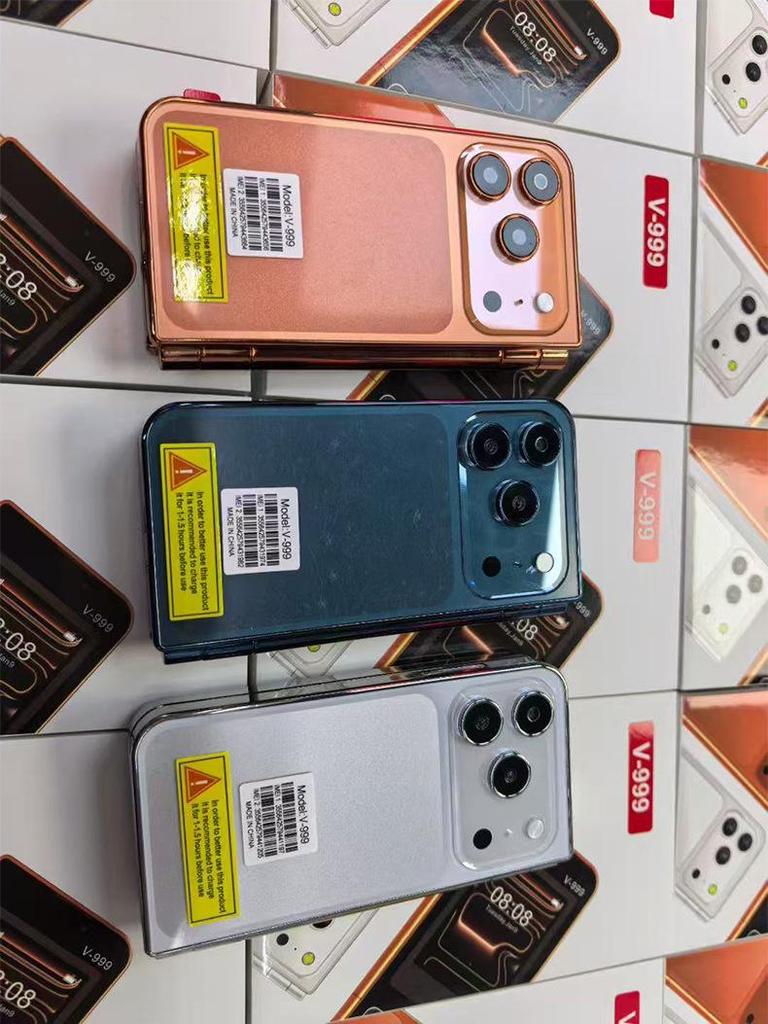 V999 Dual-Screen Foldable Mobile Phone: 2G, Dual SIM, Large Display, Loud Audio, Multilingual, New Arrival