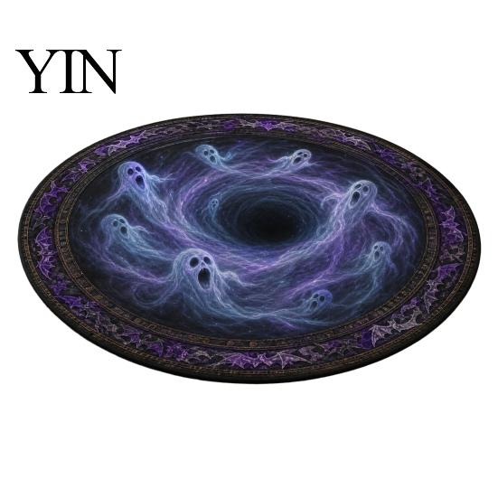 Soft Crystal Velvet Rug 3D Illusion Halloween Rug, Quilted Look Round Area Creepy Deep Pit Holiday Gift for Friends Design, Non-Slip Floor Mat Living