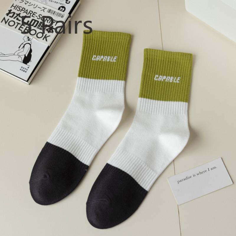 

5 Pairs of Men s Autumn Cotton Deodorizing Sweat Absorbing Breathable Basketball Socks 5 pairs белый/зелёный