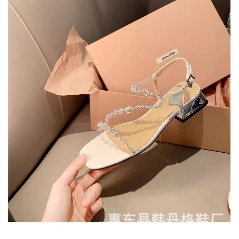 Huizhou women's shoes! Sandals women's rhinestones with thick heels, new silver.