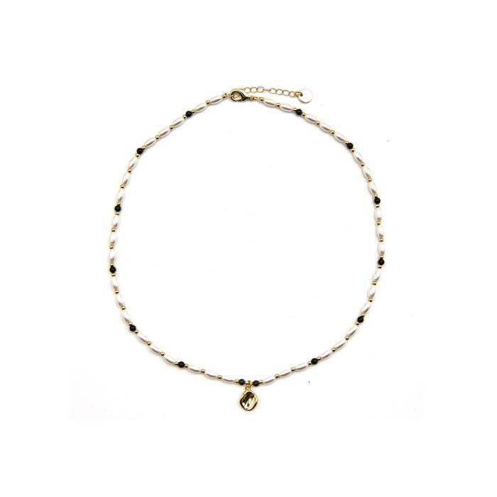 Collier Luxenter avec perle blanche finie à l'or fin 18k - Zizi