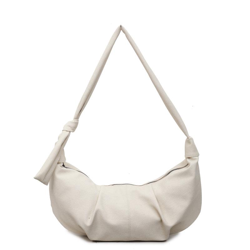 

Retro soft leather denim pleated bag women s new casual versatile commuter shoulder dumpling bag messenger bag белый