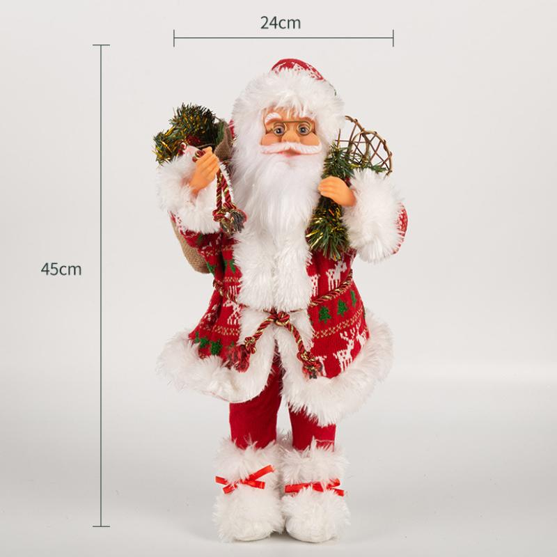 Christmas Decorations pink Santa Claus Dolls Standing Christmas Figurine Holiday Decoration Ornaments Layout Window Decoration