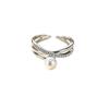 BF CLUB 925 Sterling Rings for Women Simple Geometric Handmade Irregular Pearl Zircon Ring Allergy For Birthday Gift