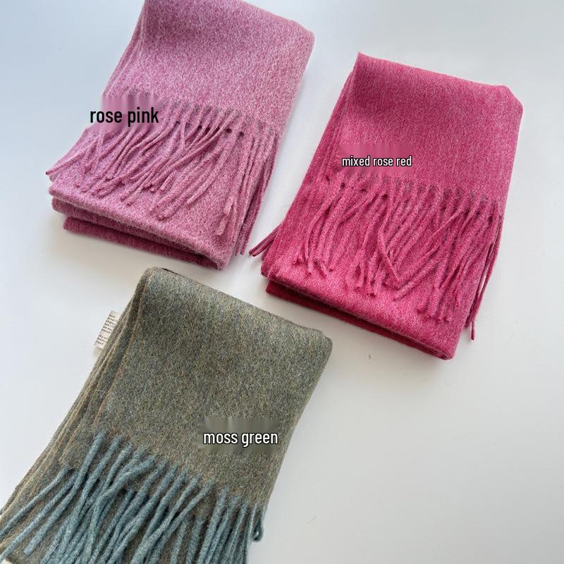 Minimalist Wool Scarf: Soft, Korean-Inspired, Versatile, Solid Color, Warm, and Glutinous.