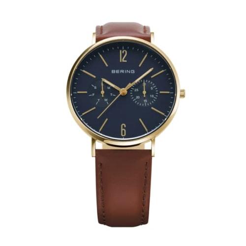 BERING (Bering) Men's & Women's (Unisex) Watch, Japan Exclusive, Navy x Brown Calf Leather & Black Stainless Steel with Two Mesh Straps, Sapphire Crys