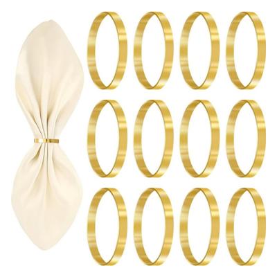 Yousheng 12 Pezzi Anelli Portatovaglioli Dorati Design a Cerchio Metallico Portatovaglioli Fibbie Decorazione Tavola Cena di Famiglia Festa di Matrimonio