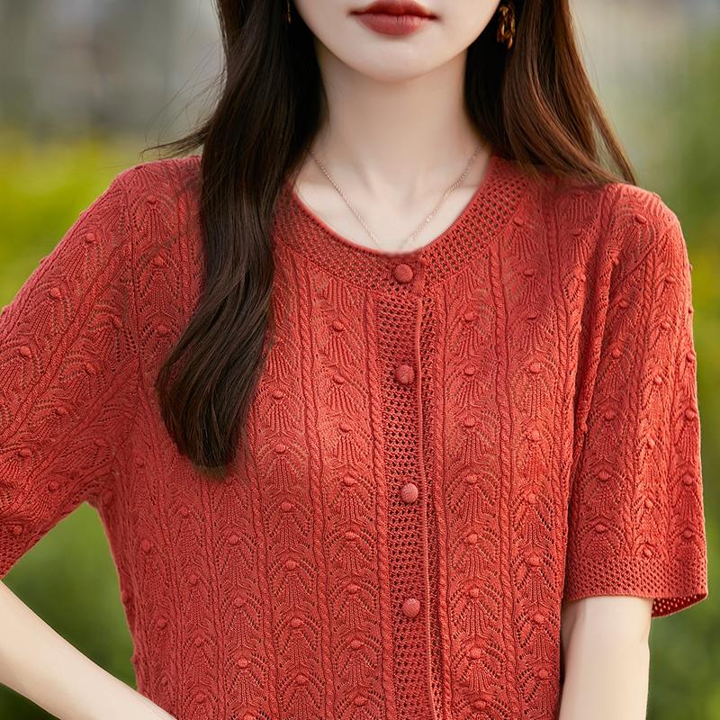 Women's Lightweight 50% Wool 50% Mulberry Silk Cardigan - 4-Season Versatile Knitwear for All-Year Comfort & Style
