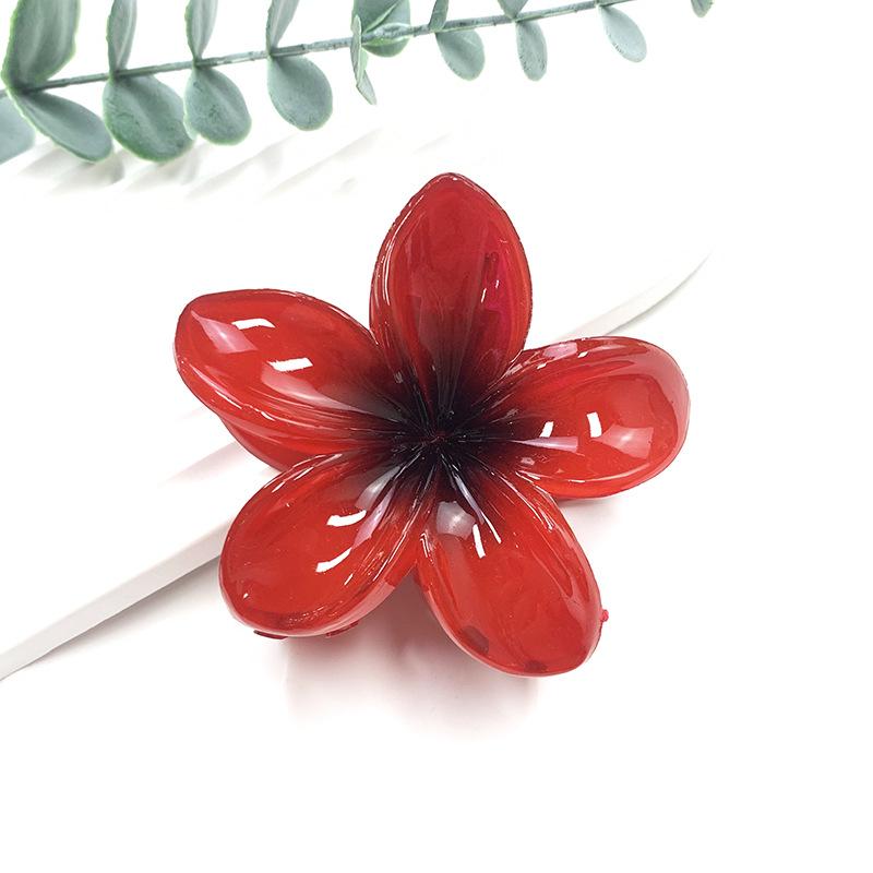 Retro Colorful Frangipani Flower Hair Claw Clip for Women