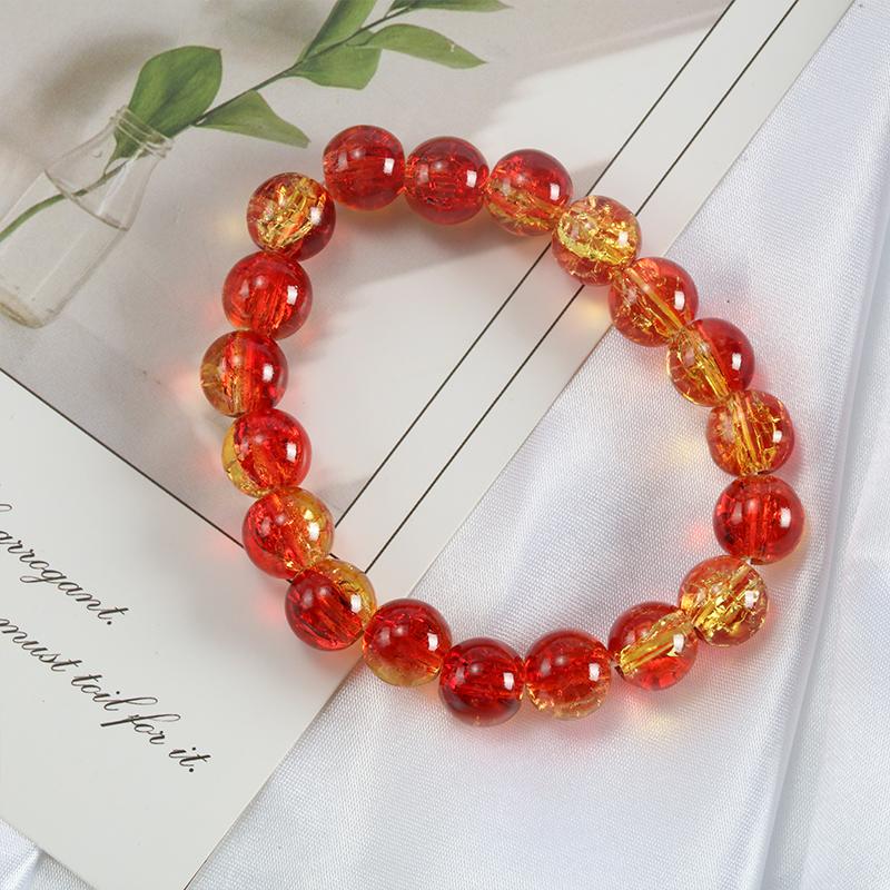 10mm Y2K Style Cracked Bead Bracelet, Multi Color Glass Round Bead Women's Fashion Jewelry Suitable For Daily Wear