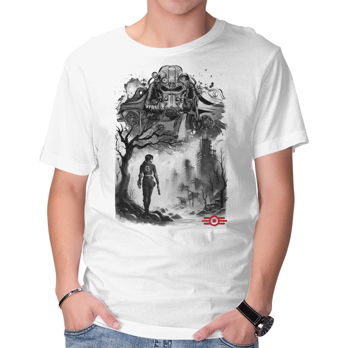 Unisex Crew Neck T-Shirt Welcome To The Wasteland Graphic Short Sleeve Casual Tee S