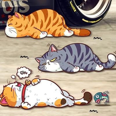 Creative Cartoon Cat Motorcycle Sticker Car Sticker, Car Scratch Cover Sticker Waterproof Sticker Decals For Car Laptop Wall Decoration Accessories