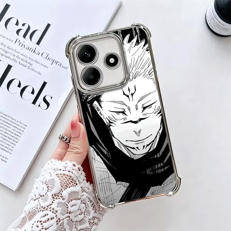 Cool Black JUJUSU Anime Soft Phone Case For Xiaomi Redmi Note 14 15 Pro Plus 13 12 11S 11T 5G 10 9S 9 Plating Anti-Fall Fundas