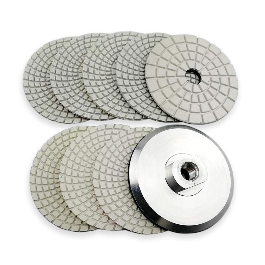 SHDIATOOL 8Pcs 4 Inch Diamond Wet Polishing Pads with White Bond Grit 50 Sanding Pads Grinding Pads for Marble Granite Stone