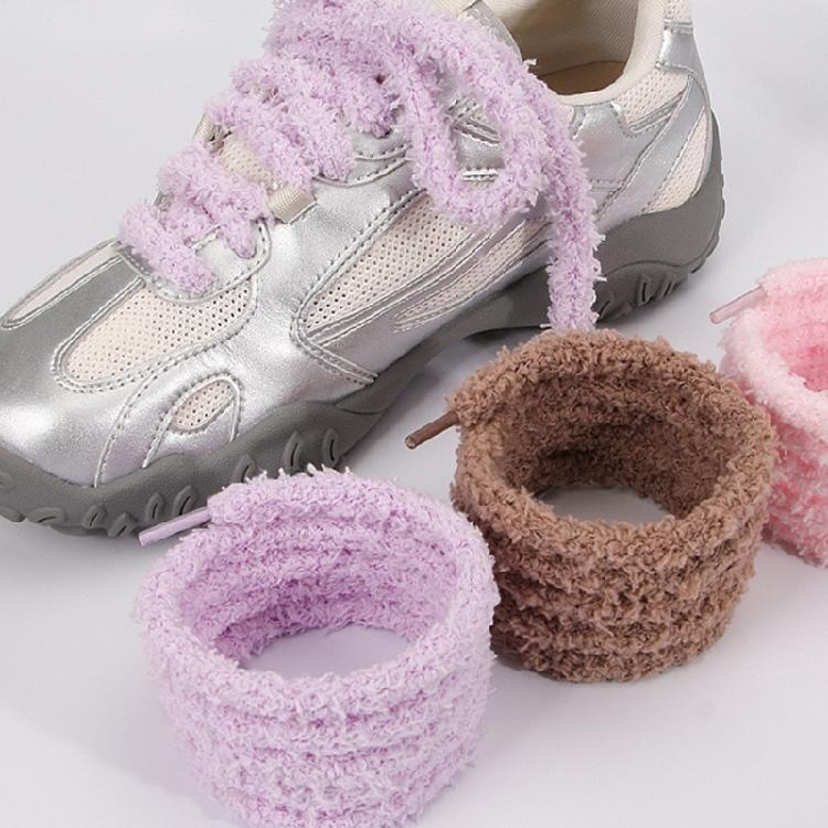 Soft Plush Shoe Lace 120cm Long Polyester Shoelaces Replaceable Sneakers Lace for Adults Trainers Footwear Decoration