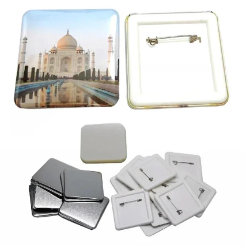 Pin Badge Making Metal Supplies 100Pcs/set Square Badges Back Button Parts for Button Maker Machine DIY 50*50MM Badges Gifts