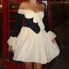 French Vintage Off Shoulder Dress Women Summer Fashion Slim Long Sleeve Slim High Waist Mini Dresses Girls Party Trendy Vacation Elegant Evening Dress