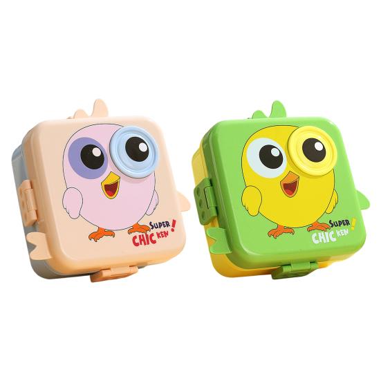 1600ML Bento Lunch Box with 3-Compartment Leak-proof Cartoon Lunch Container with Sauce Cup BPA Free Portable Snack Box for School Age 3-12 Kids