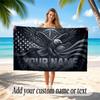 American Patriotic Theme Soft Beach Towel Personalized Custom Name Text Towel Portable for Beach Pool Travel