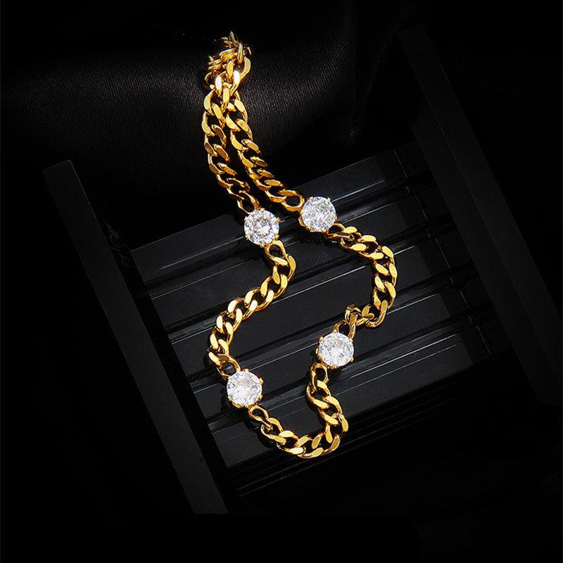 Waterproof Stainless Steel Cuban Chain Zircon Bracelets For Women Statement Female Bracelet  Accessories