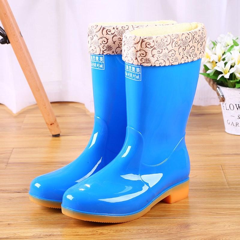 Iarna Blană Caldă Femei Cizme de Ploaie cu Platformă Pvc de Înaltă Calitate Cizme de Ploaie pentru Femei Slip-on Mid-calf Cizme pentru Fete