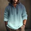 Camicia da Uomo Stampata in Cotone e Lino con Cappuccio a Maniche Lunghe con Cappuccio Primavera ed Estate Casual da Indossare Tutti i Giorni