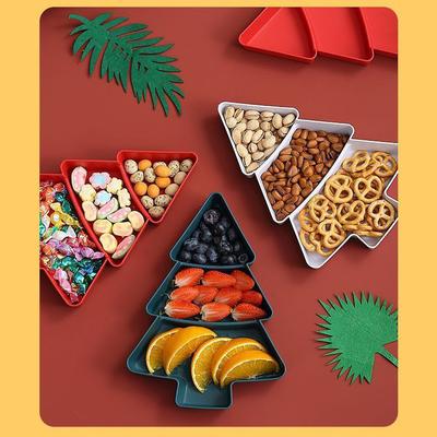 Christmas Tree Plate Snacks Fruit Plate Christmas Fruit Plate Divided Tableware Christmas Tableware Children's Anti Drop