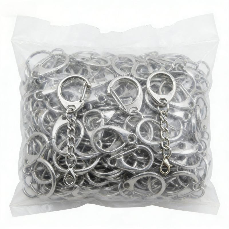 200pcs New Metal Lobster Clasp Keychain Ring D Shaped Clasps Connector Hook for DIY Jewelry Making Finding Key Chain Accessories