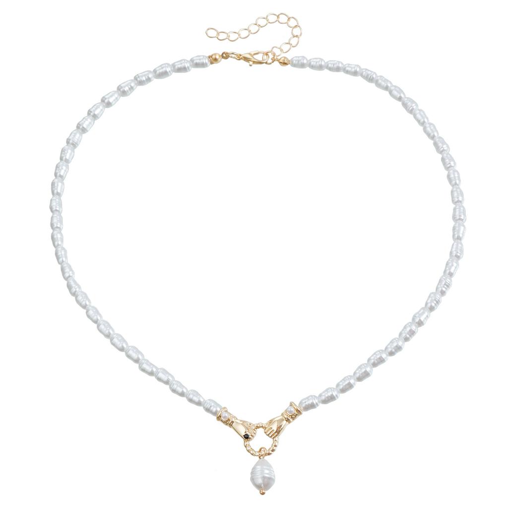 Jewelry Freshwater Pearl Baroque Handmade Beaded Necklace Women'S Handshake Pendant Versatile Necklace Jewelry