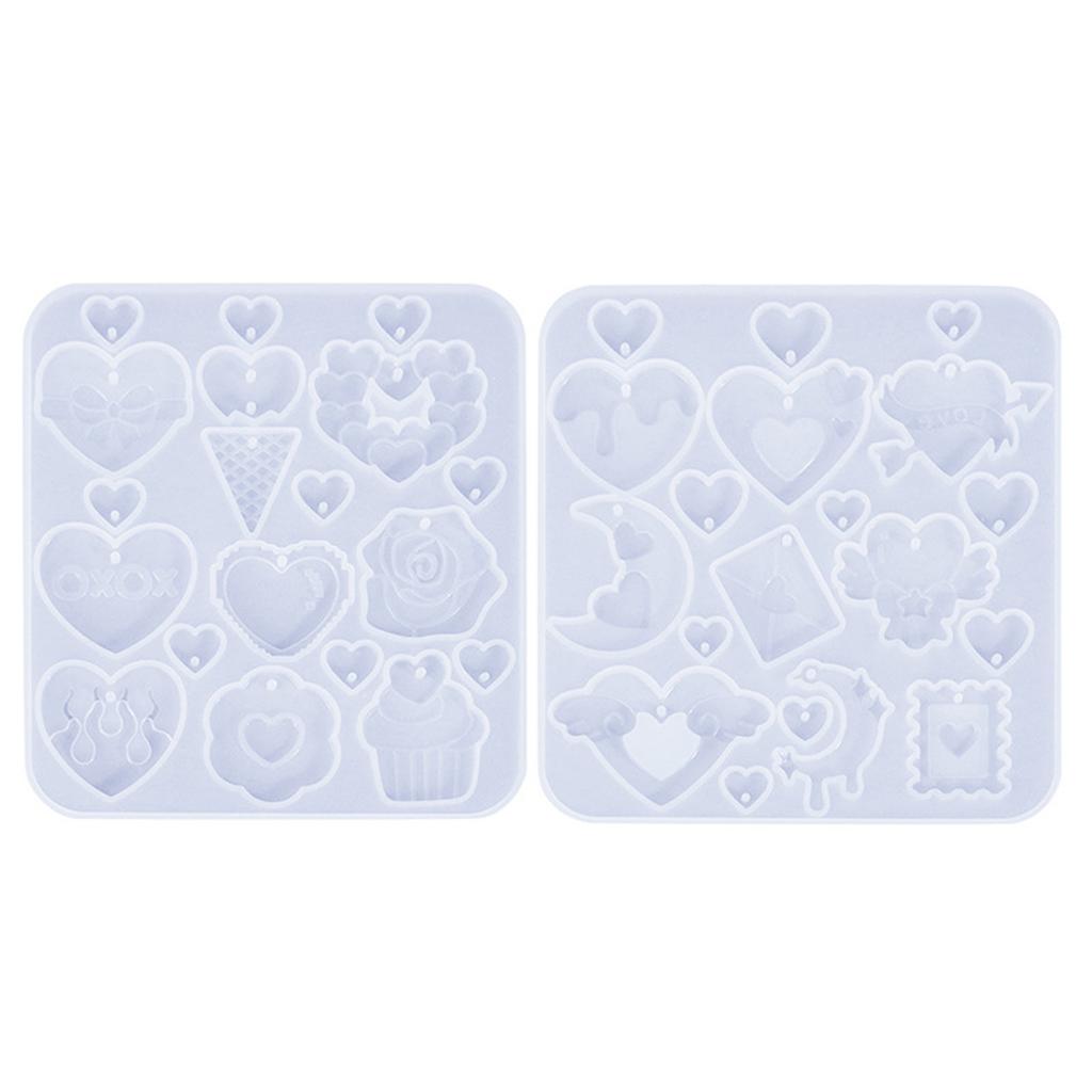 2pcs Heart Series Silicone Molds For Earrings Crafting Durable And Easy Release Ideal For Resin Jewelry Making