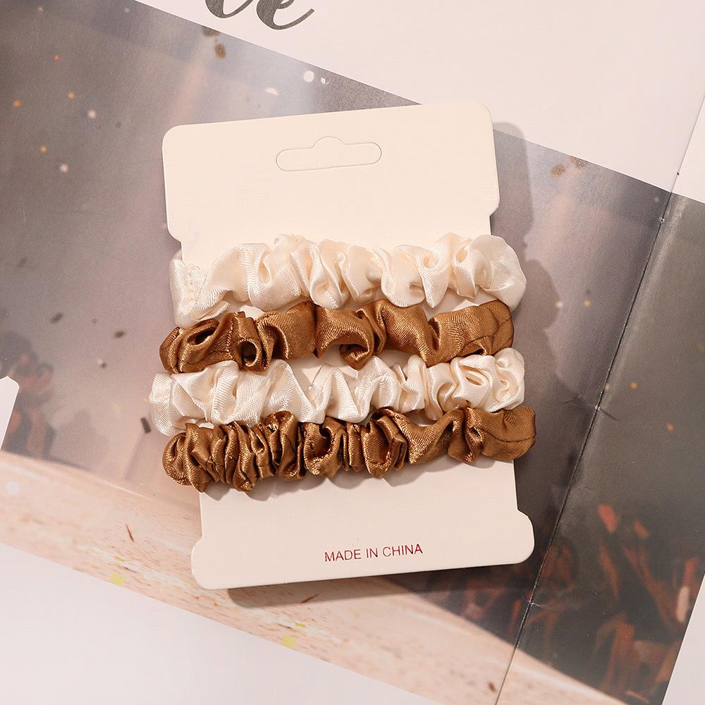Cross-border Satin Hair Tie & Headband Set - Pig Intestine Style, Simple Ponytail, Leather Bun Tie