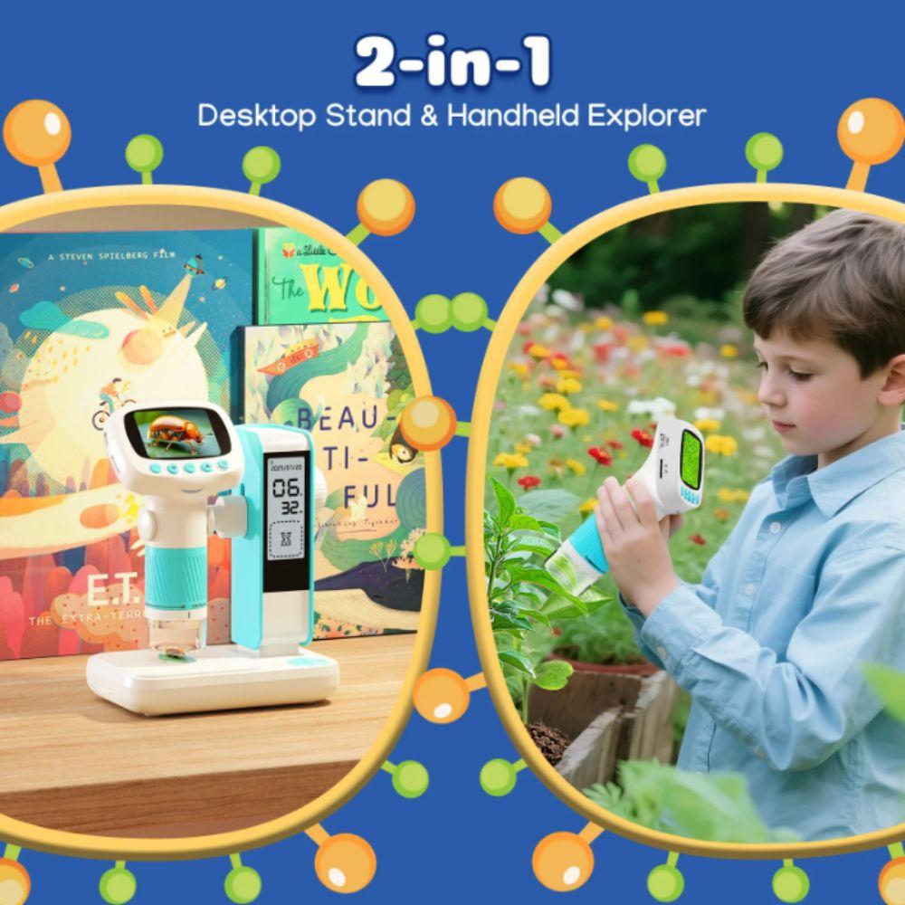 1000X Magnification Handheld Microscope 2Inch Screen Magnifying Glass  Scientific Experiment