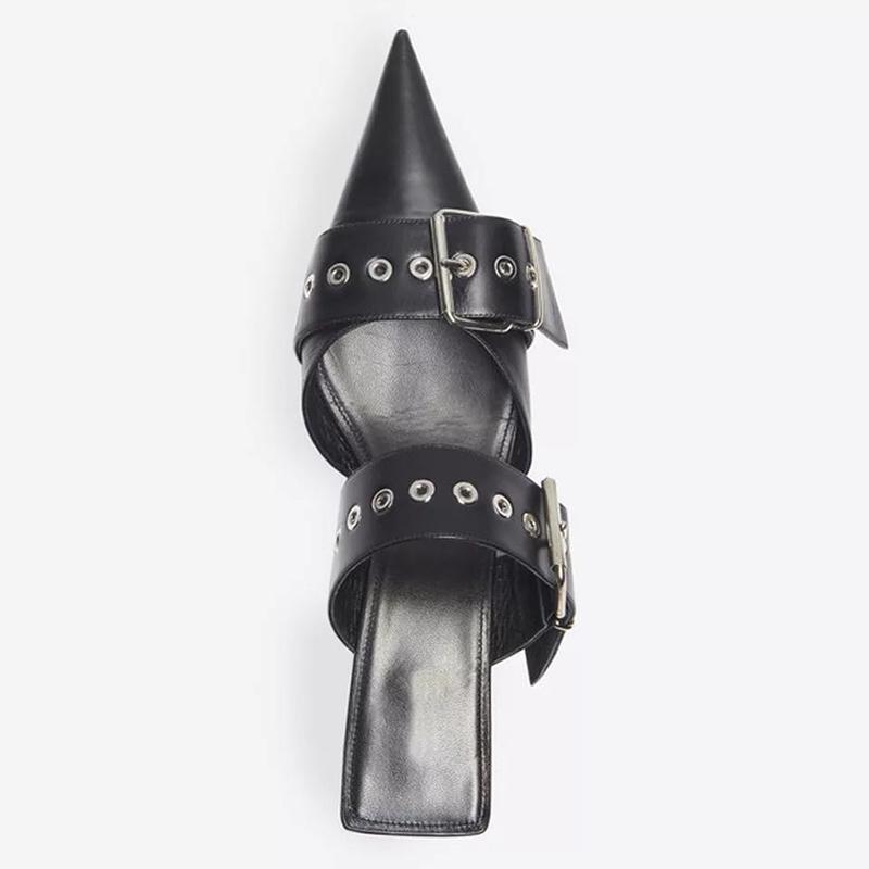 New Stiletto Sandals Women Pointed Toe Low Heel Slipper Women Muller Shoes Lazy Shoes Ladies Sexy Sandalias De Las Mujeres