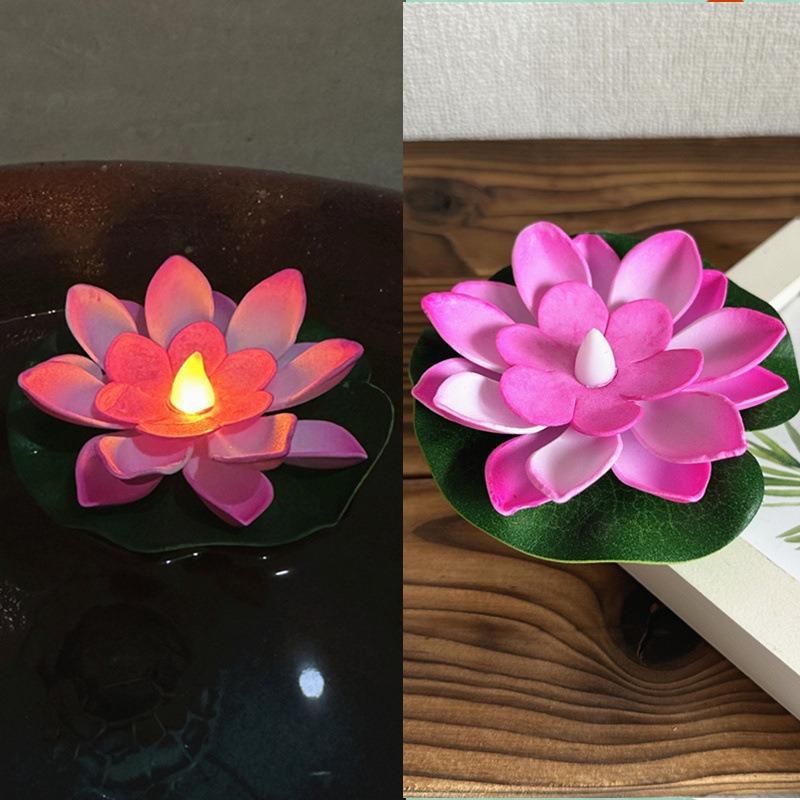 1PC/6PCS LED Lotus Night Lamp Floating Water Sensor Flower Lamp Garden Tank Decor Festive Party Accessories Wishing Lotus Light