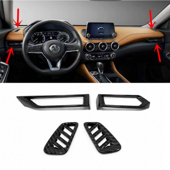 For Nissan Sentra -2024 Dashboard Air Vent Cover Trim Carbon fiber Kit 4pc