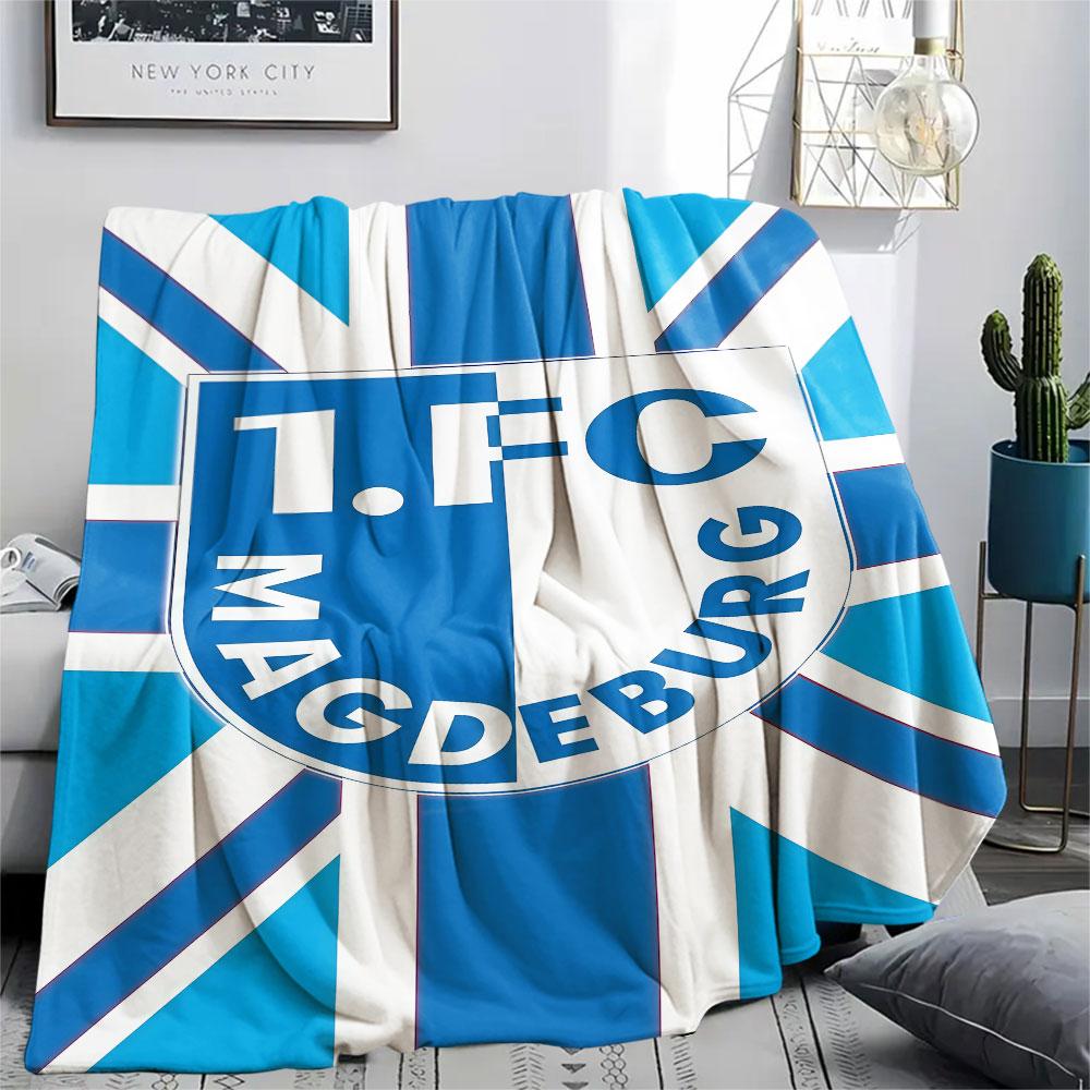 1PC 1. FC Magdeburg Patterned Flannel Blanket Suitable For All Seasons for Home Decor Warmth and Comfort Gifts Holiday Present
