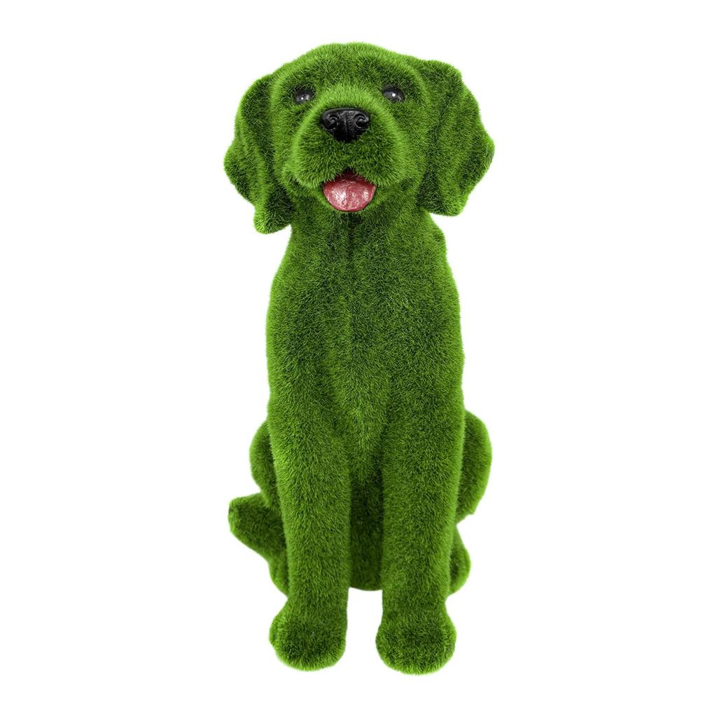 Garden Flocked Dog Statue Decor Flocking Dog Figurine for Yard Backyard Lawn