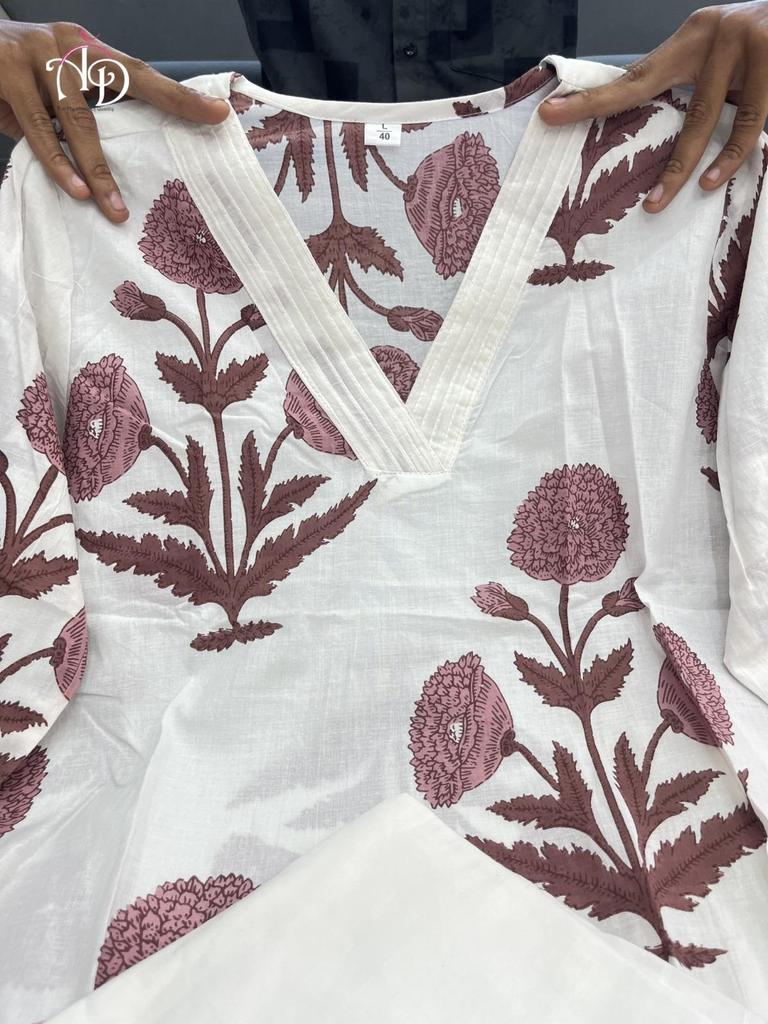 Women Designer Cotton Kurta Pant Cord Set Indian Bollywood Party Wear Top Tunic Kurti