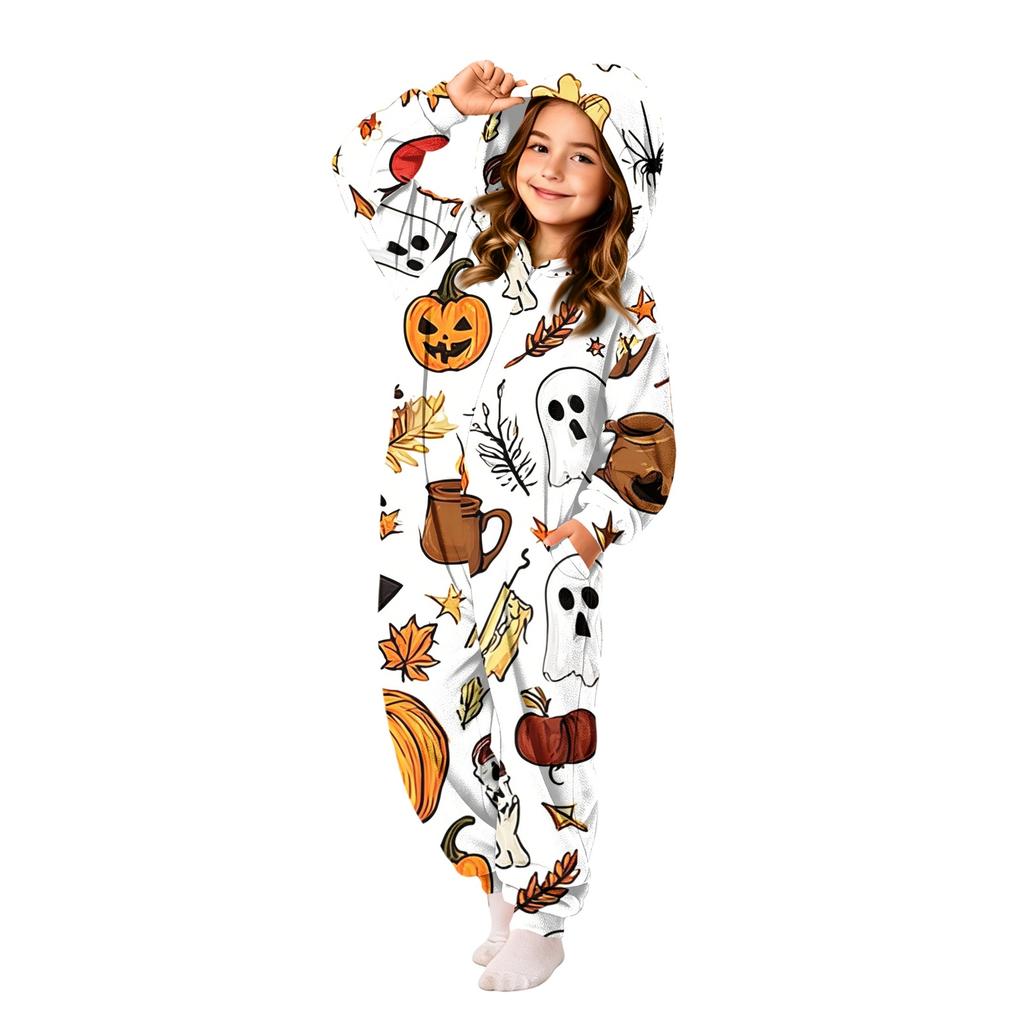Kids' Polka Dot Flannel Pajama Jumpsuit for Loungewear Sleepwear