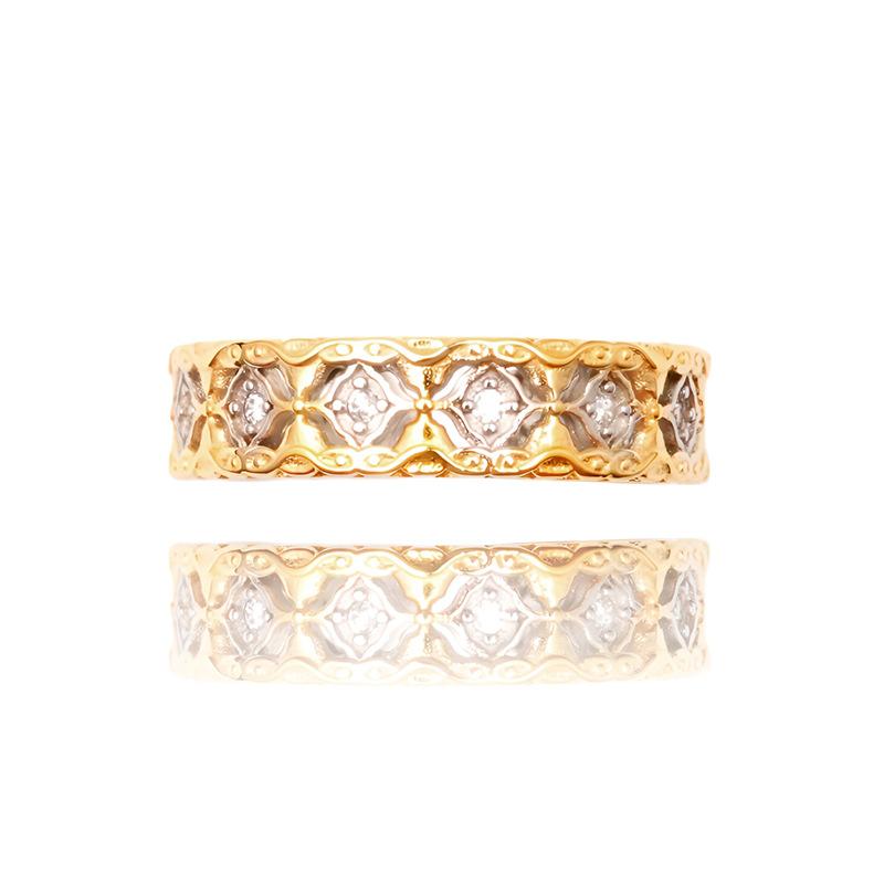 Set Inele Buccellati Femei Dantelă Gol Gravat Plin Diamant Încrustat Bijuterii de Mână High-end